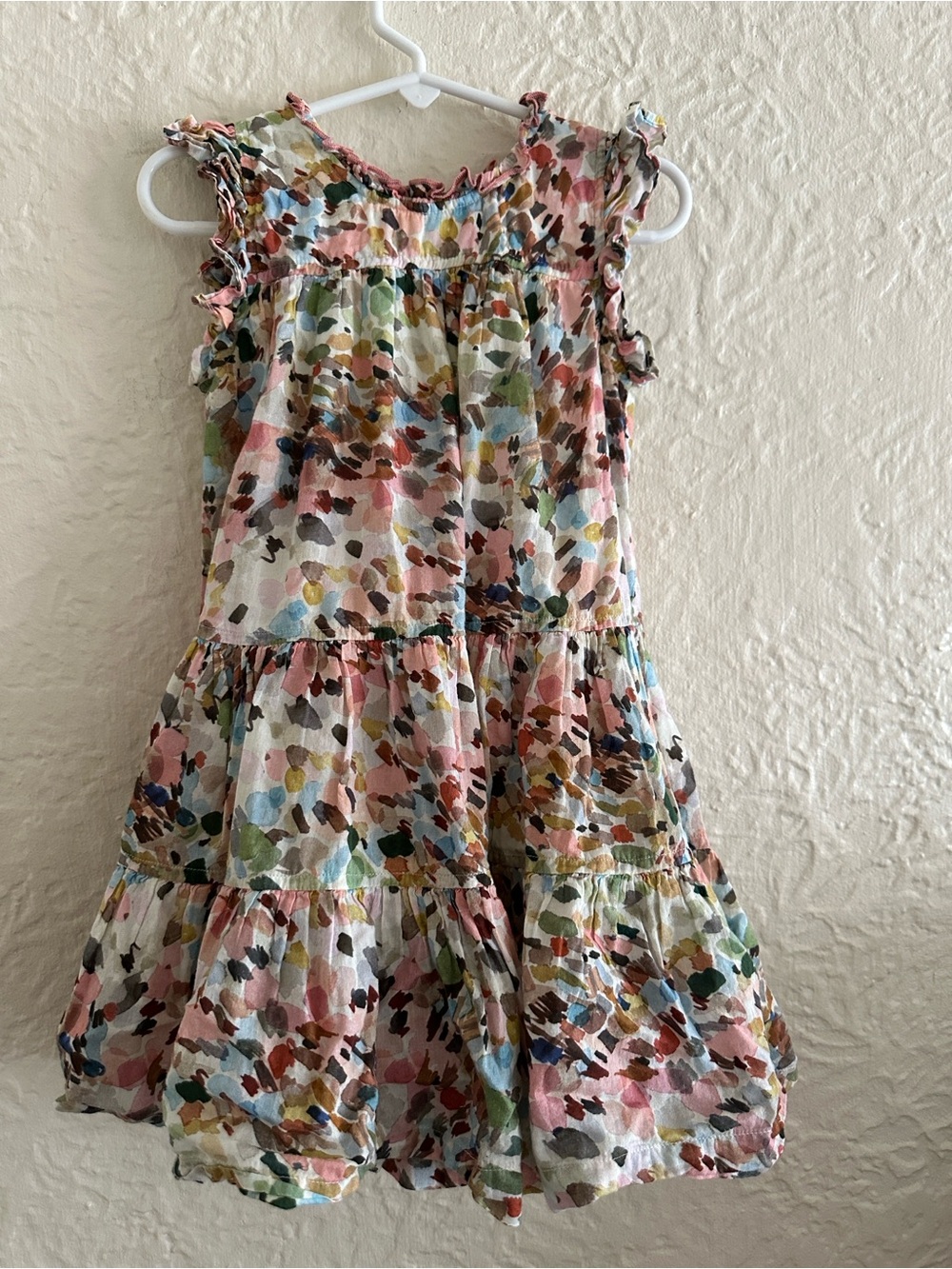 Pink Chicken Girls Ruffle Tiered Dress Abstract Floral Print 4Y